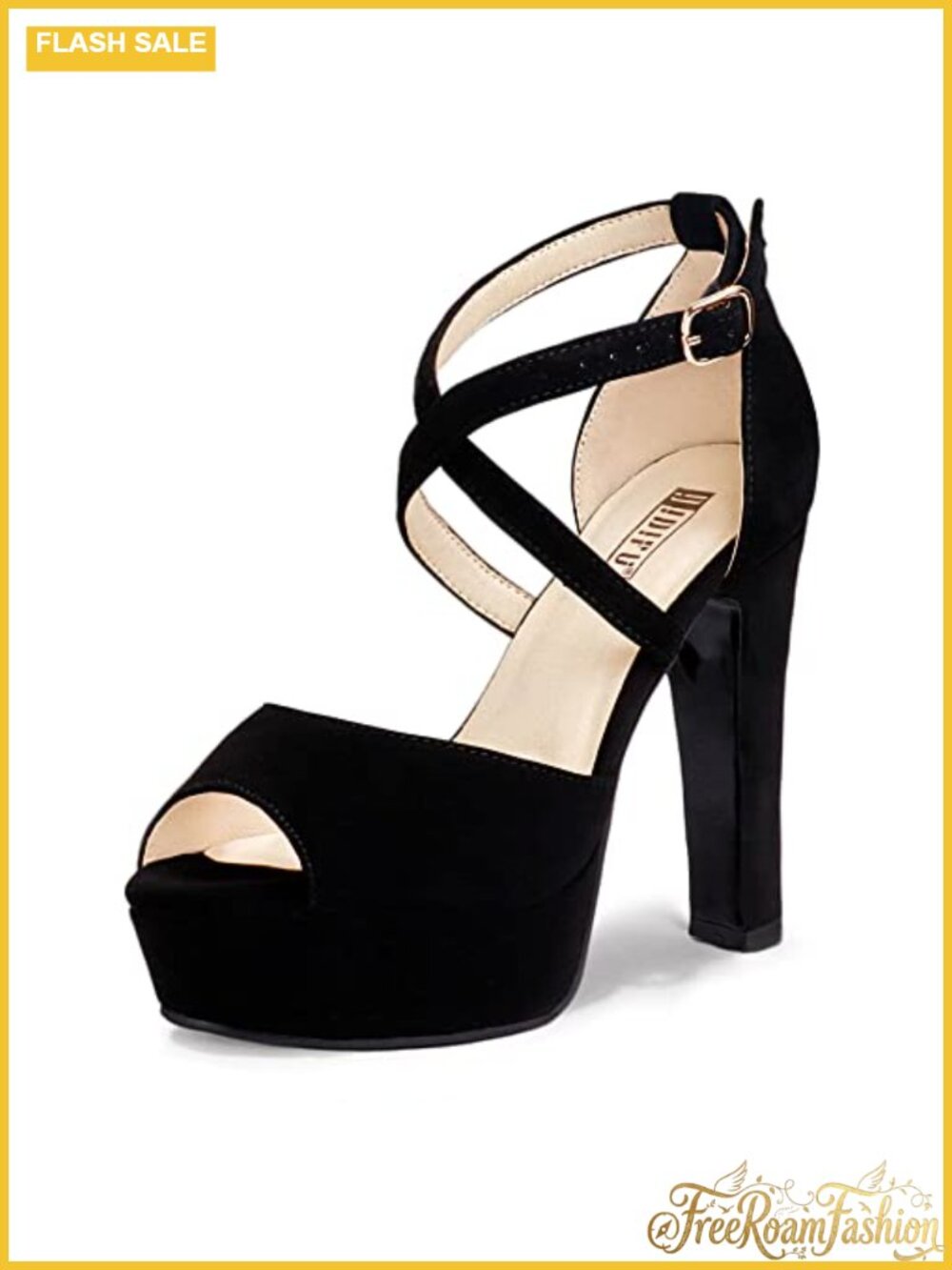 Platform Peep Toe Block High Heeled Sandals Ankle Strap